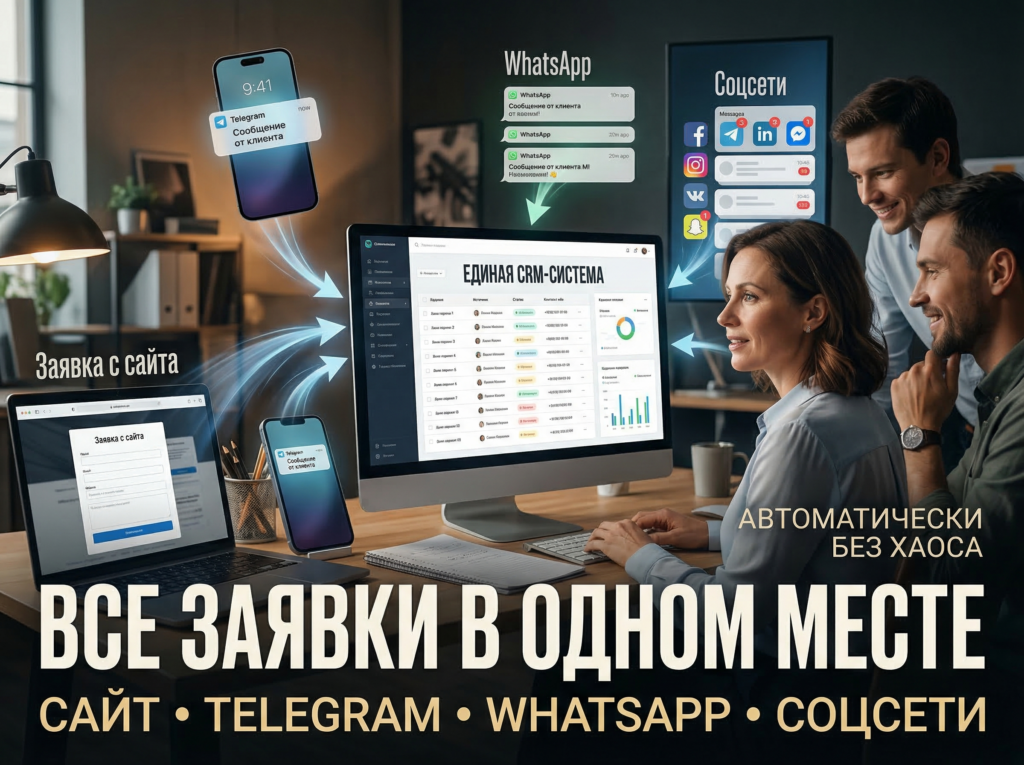 Как автоматически собирать заявки из сайта, Telegram, WhatsApp и соцсетей в одну систему