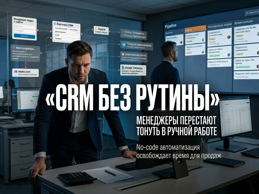 Сокращаем ручную работу в CRM: практические сценарии no-code автоматизации